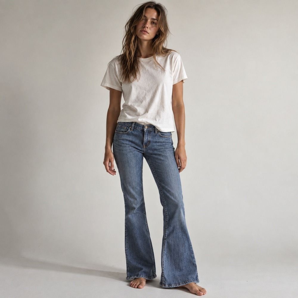 Abercrombie & Fitch Low Rise Flare Jeans Vintage Sz 12 Raw Hem